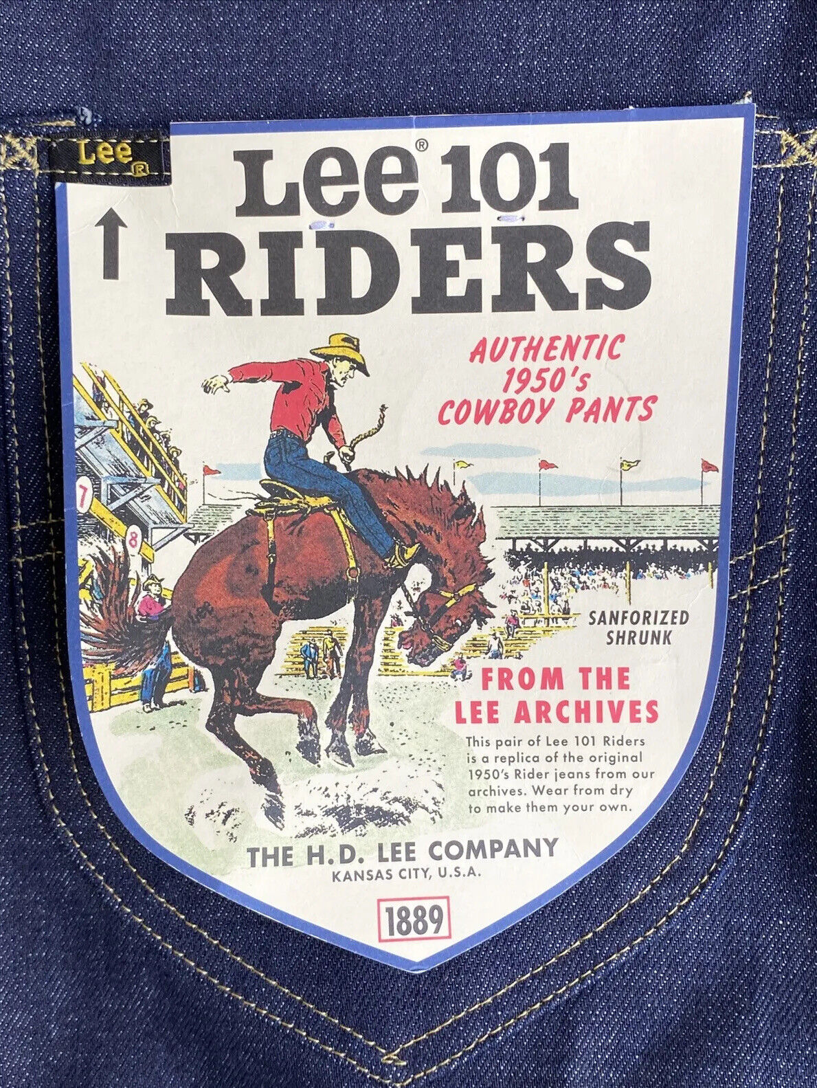 Lee 101 50's Rider 13oz Selvedge Jeans Made in Italy Cowboy pants Mens 33X32