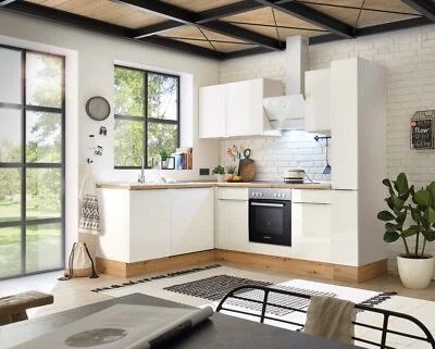Küche Küchenzeile Winkelküche Marleen Premium 250 cm Weiß Artisan Eiche Respekta - Bild 1 von 4