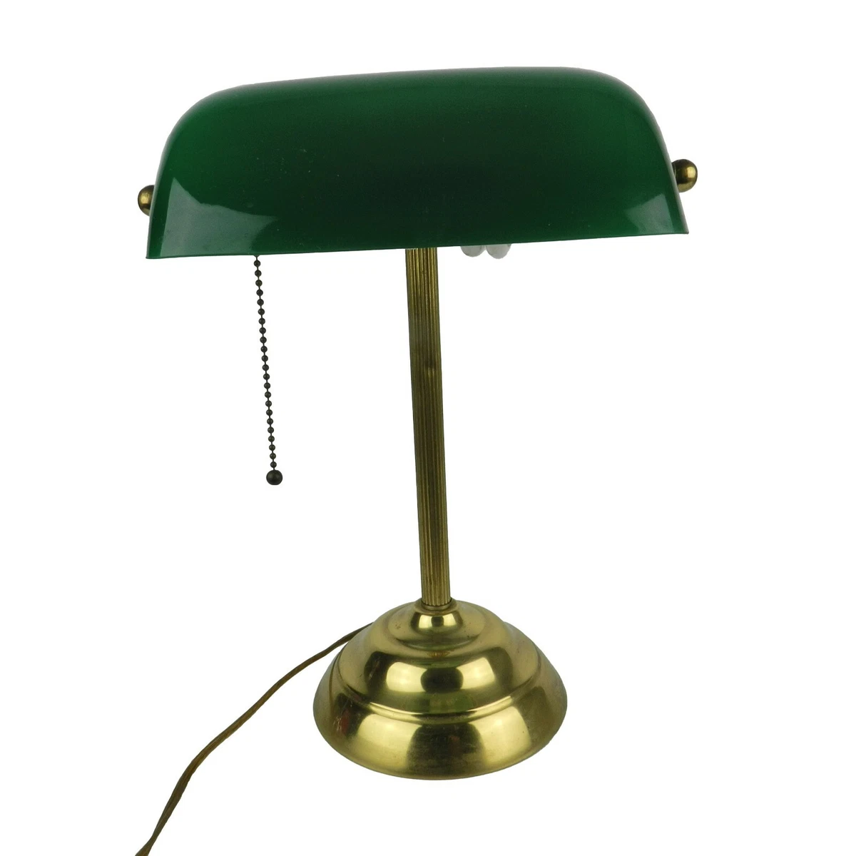 Vtg Underwriters Laboratories Portable Brass Desk Bankers Lamp