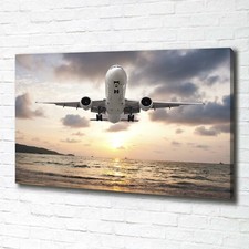 Tulup Image Sur Toile Tableau Imprimé 100x70cm - Avion Au Bord De La Mer