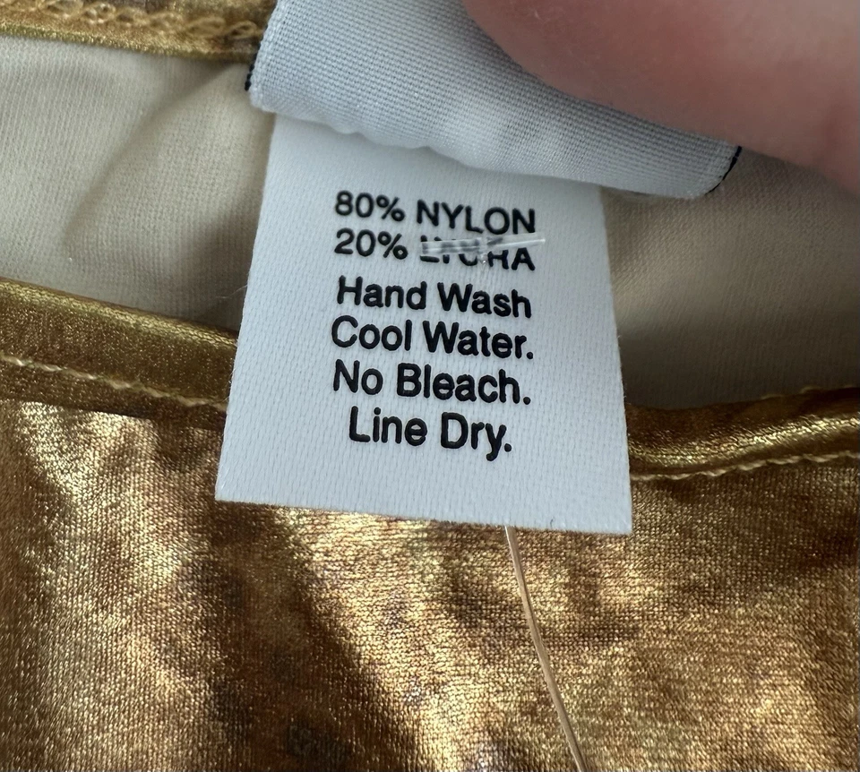 Pantalones de bikini vintage Sauvage California dorados brillantes con estampado de leopardo para mujer S Foto 4 de 4