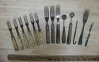 Civil War Era Kitchen Utensil Lot,Forks,Melon Ballers,Pewter Inlay,Bone,& BONUS