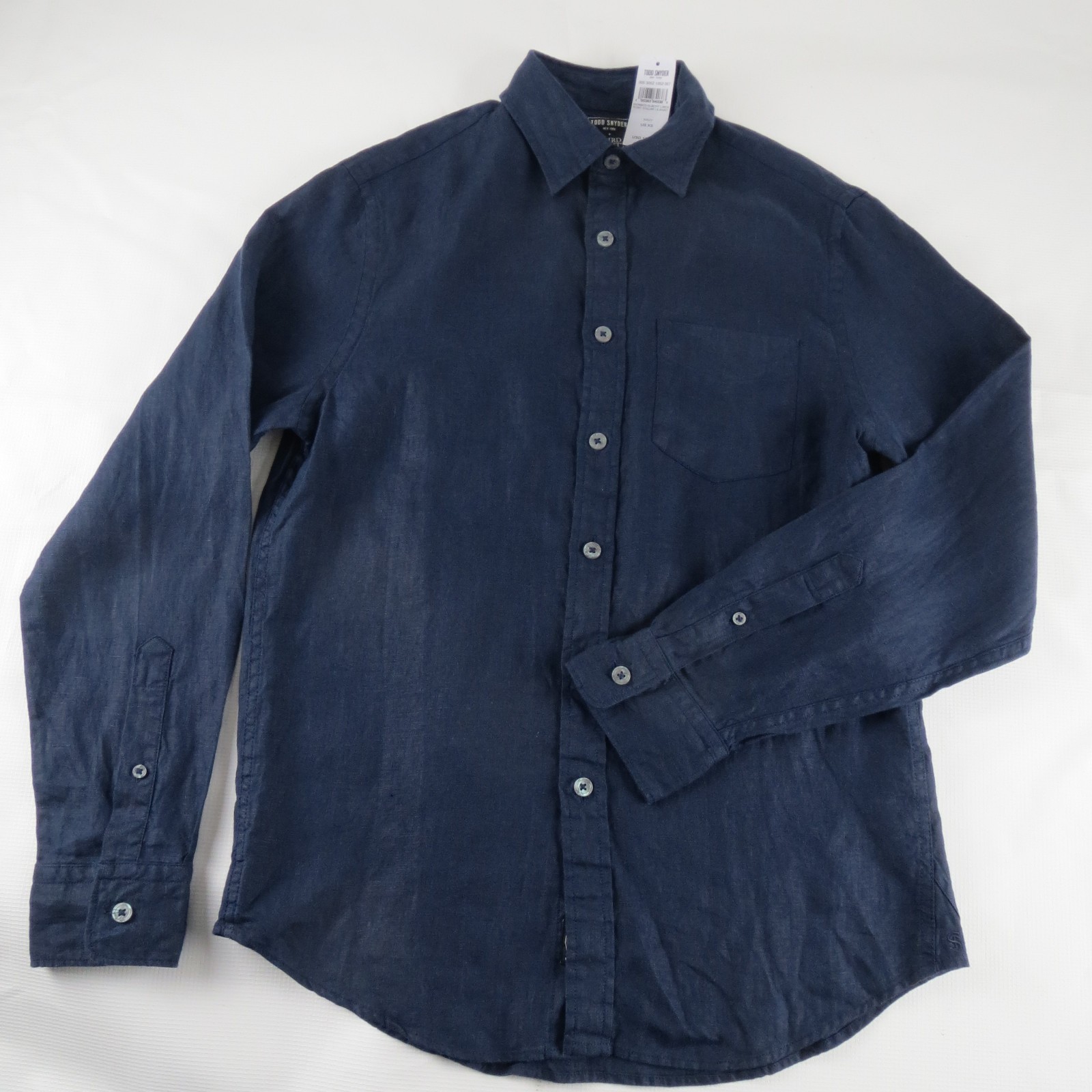 NWT Todd Snyder Baird McNutt Irish Linen Slim Fit L/S Collar Shirt Navy Mens XS