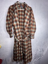 VNT 1940-50 Pendleton 100 Virgin Wool Robe Ombre Plaid Belted Shawl Collar M