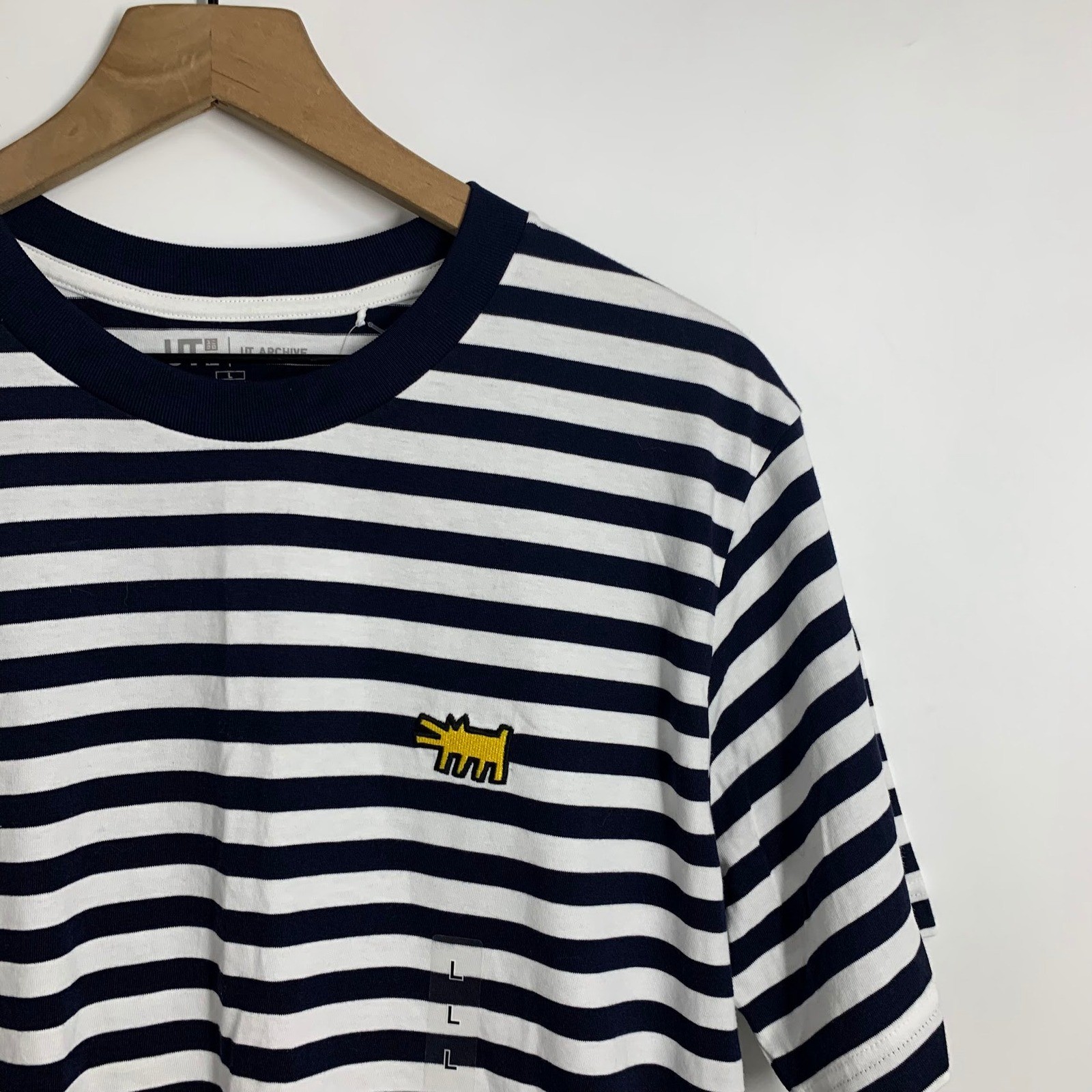 Uniqlo UT Archive Keith Haring Striped T-Shirt Navy White Barking Dog Large thumbnail 5