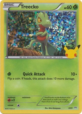 1x Treecko - 3/25 - McDonald's 25th Anniversary Promo - Holo Heavily Played Poke