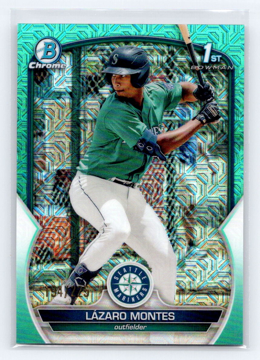 2023 Bowman #BCP-58 Lazaro Montes Chrome 1st Mojo Aqua /225 Seattle Mariners