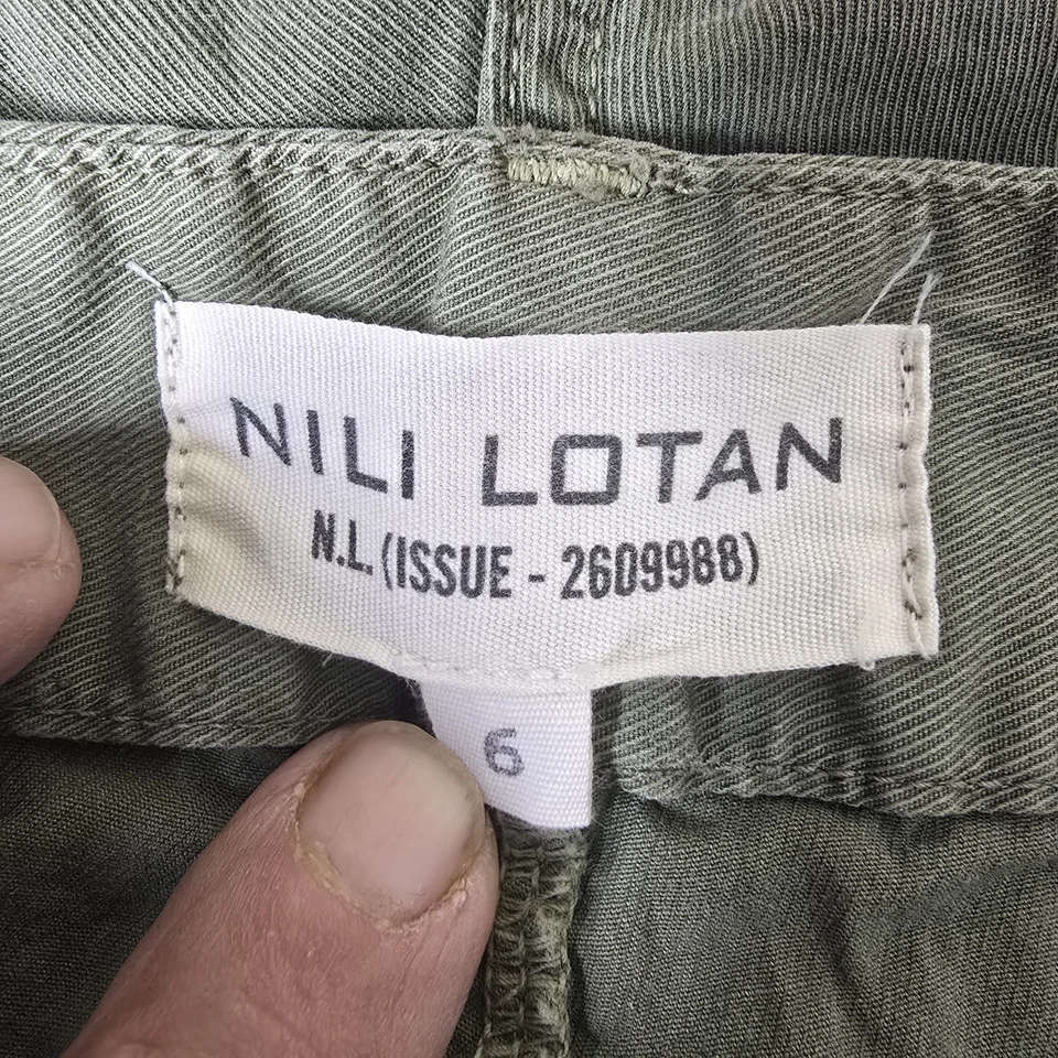 Pantalones Nili Lotan para mujer 6 cuerdas laterales verdes militares algodón elástico tobillo EE. UU. Foto 3 de 4