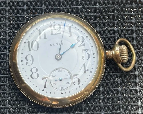 Antique Elgin B.W Raymond Pocket Watch 18s GF Case Hunting Scene Sidewinder Runs