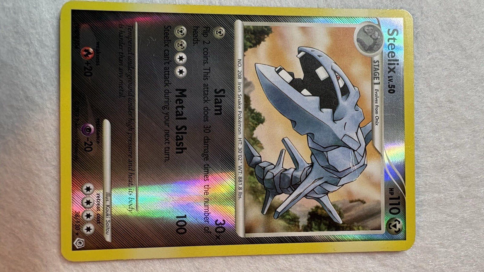 Pokemon Card - Steelix 38/130 - Diamond & Pearl - Reverse Holo - LP