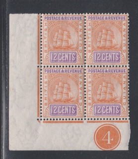 British Guiana 1907 10 KEVII Sailing Ship 6c SG#256 MNH & MH aXF 4 Block A2690