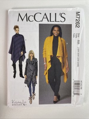 MCCALL'S  M7262 Misses' Woman's Sweater  Coat Poncho Pattern Sz 18W-24W Uncut