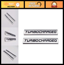 2x Chrome Turbocharged Car Emblem Badge - Premium Auto Fender Trunk Decal V8 R