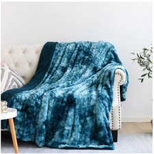 All-Season Dark Blue Faux Fur Sherpa Blanket - Soft, Warm  Versatile, 50"x60"