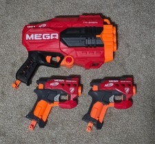 Nerf N-Strike Mega Tri-Break Bigshock Lot of 3 Dart Blasters Red Orange