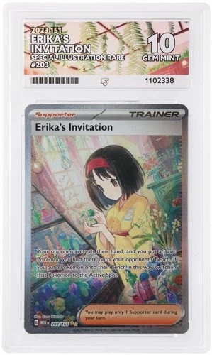 Pokémon TCG Erika's Invitation 203/165 SIR English S&V 151 Ace 10 Gem Mint