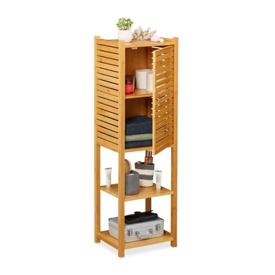 Badregal bambus Bambusregal Badezimmerregal Platzsparendes Regal schmal 5 Böden - Bild 1 von 4