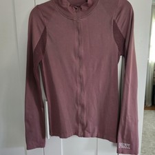PINK Victoria's Secret SEAMLESS Mauve Track Jacket M Mesh Panels Full Zip
