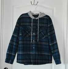 Tacvasen Men's sz Large Hooded Thick Flannel Shirt Jacket Quilted Lined
