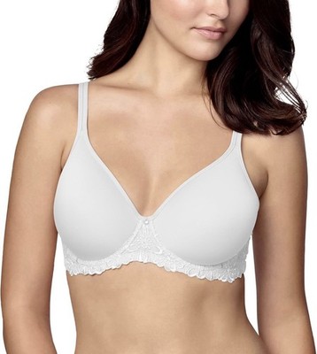 Bali White Embroidered One Smooth You Ultra Light Underwire Bra 3443 34DD NEW
