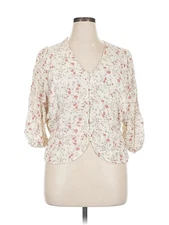 Elodie Women Ivory 3/4 Sleeve Blouse XL
