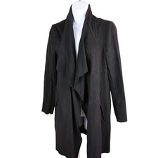 NIC ZOE Black Long Open Front Cardigan Jacket Size L Soft Draped Layer