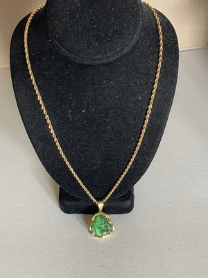 EYE CANDY LA GOLD TONE BUDDHA PENDANT NECKLACE IN GREEN 28 +2,5 