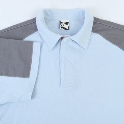GR10K BLUE PIQUE COTTON HOOK & LOOP POLO SHIRT MEN S SMALL