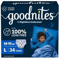 GoodNites Boys Nighttime Underwear Large 34 Count