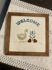 Incepa Tile Trivet With Wood Frame . Made In Brazil 7”x7”. Artist Signed