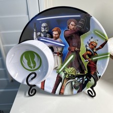 Zak Designs Star Wars Clone Kids Plate Bowl Combo 2013 Yoda Jedi. Set Of 2 