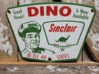 VINTAGE SINCLAIR PORCELAIN SIGN OLD 1957 GASOLINE MOTOR OIL DINO GAS PUMP PLATE