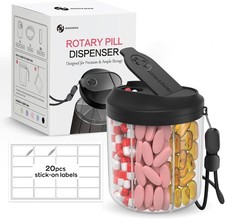 Pill Bottle Organizer with 7 Large Compartments, Pill Dispenser for Travel Black