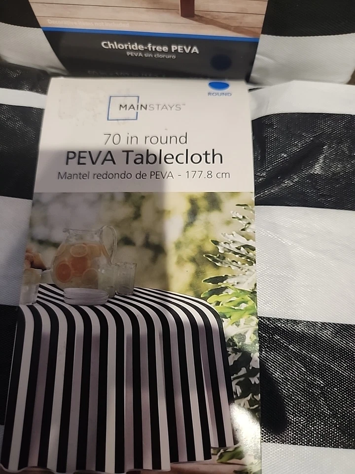 NUEVO CON ETIQUETAS Mantel a Rayas Blanco y Negro "Beetlejuice" Nunca Usado Hogar Libre de Humo Foto 3 de 4