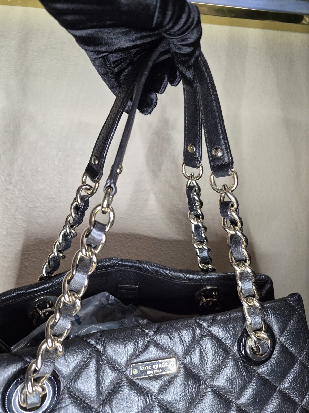 Kate Spade New York Gold Coast Maryanna Quilted Black Leather Tote Bag thumbnail 3