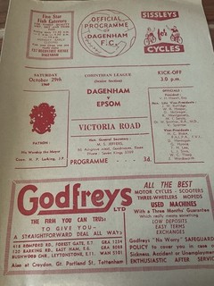 Dagenham v Epsom Corinthian League Match Football Programme Season 1960 1961