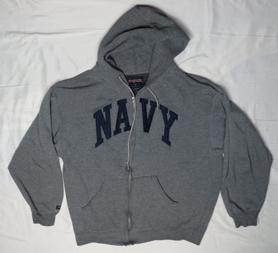 UNITED STATES NAVY MENS SHIRT MENS L HEATHER GRAY HOODIE JACKET ZIP JANSPORT