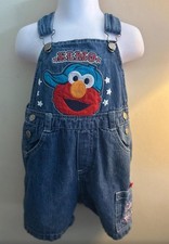 Vintage Y2K Sesame Street Elmo Denim Overall Shorts 24months