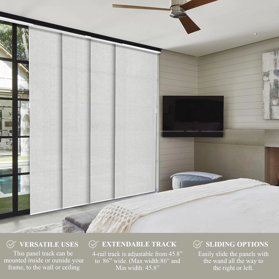 Persianas para puertas correderas, persianas verticales de vidrio correderas para puertas de patio, habitación dividida Foto 2 de 4