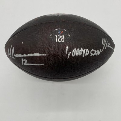  Nico Collins Signed GAME-USED Ball 24/25 Texans NFL Inscrib.1,000yd SZN 11/12