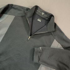 Nike Golf Sweatshirt Men LG Black  Gray Fit Dry 1/4 Zip Fleece Pullover Athlete