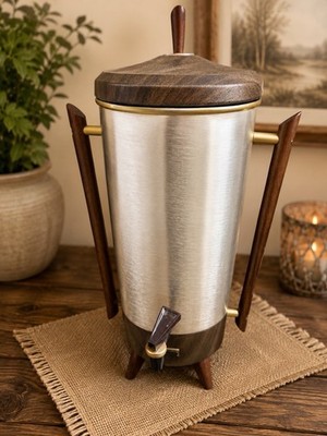 Vintage Coffee MCM Atomic Bullet Space Age Rocket Percolator W/ Stand Tricolator