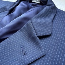 Jos A Bank Mens 100 Wool Color Striped Blazer 38R Signature Sport Coat - Navy