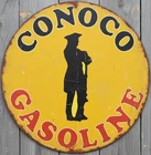 Conoco Gasoline 8" Diameter Vintage Novelty Metal Sign Made In USA
