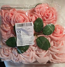 Set Of 20 Artificial Pink Roses With Stems New & Sealed
