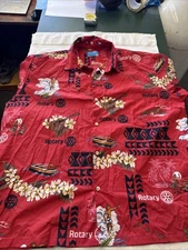 Island Traditions Hawaii Hawaiian Shirt Rotary District 5000 Aloha Red 2XL