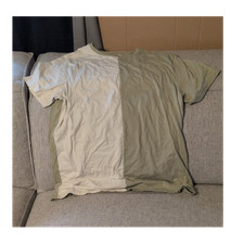 Denim and Flower Colorblock Beige Olive Men's XL Cotton Crew Neck T-Shirt