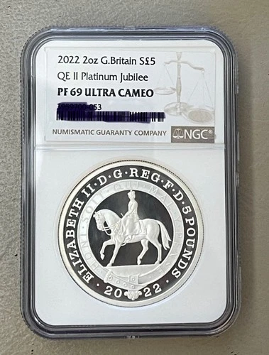 2022 Great Britain UK £5 2oz Silver QEII Platinum Jubilee NGC PF69 Ultra Cameo