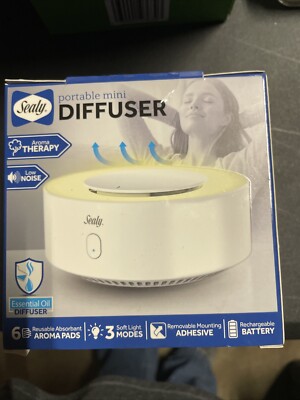 Sealy Portable Mini Diffuser 6 Aroma Pads, Rechargeable Battery, 3 Light Modes