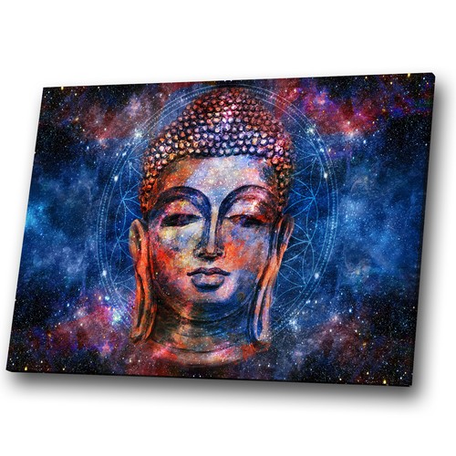 Canvas Print Framed Small Wall Art Photo Picture Woman Buddah Indian Blue Red